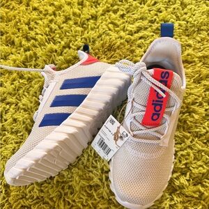 Adidas Kids' Cream and Blue Sneakers